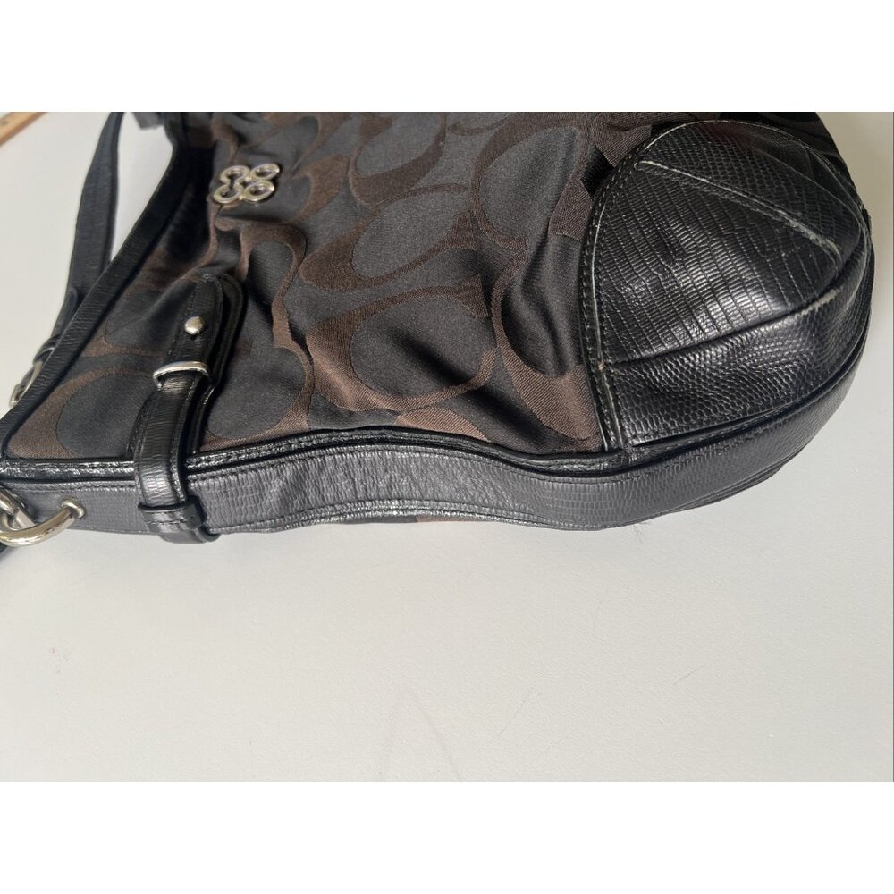 Vintage COACH #16408 Collette Signature Brown & Black Leather Cloth Bag - Picture 15 of 16